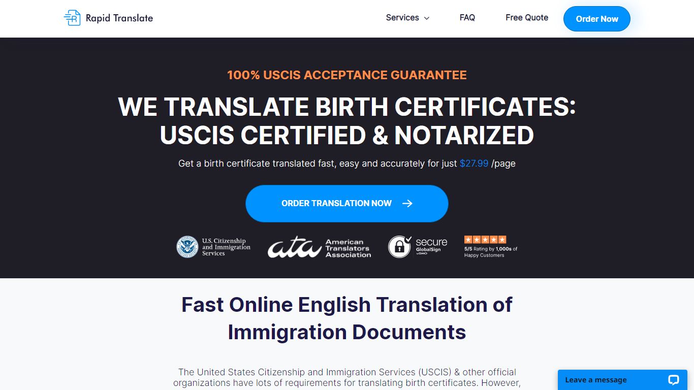 Birth Certificate Translation Services: USCIS Certified | Rapid ...